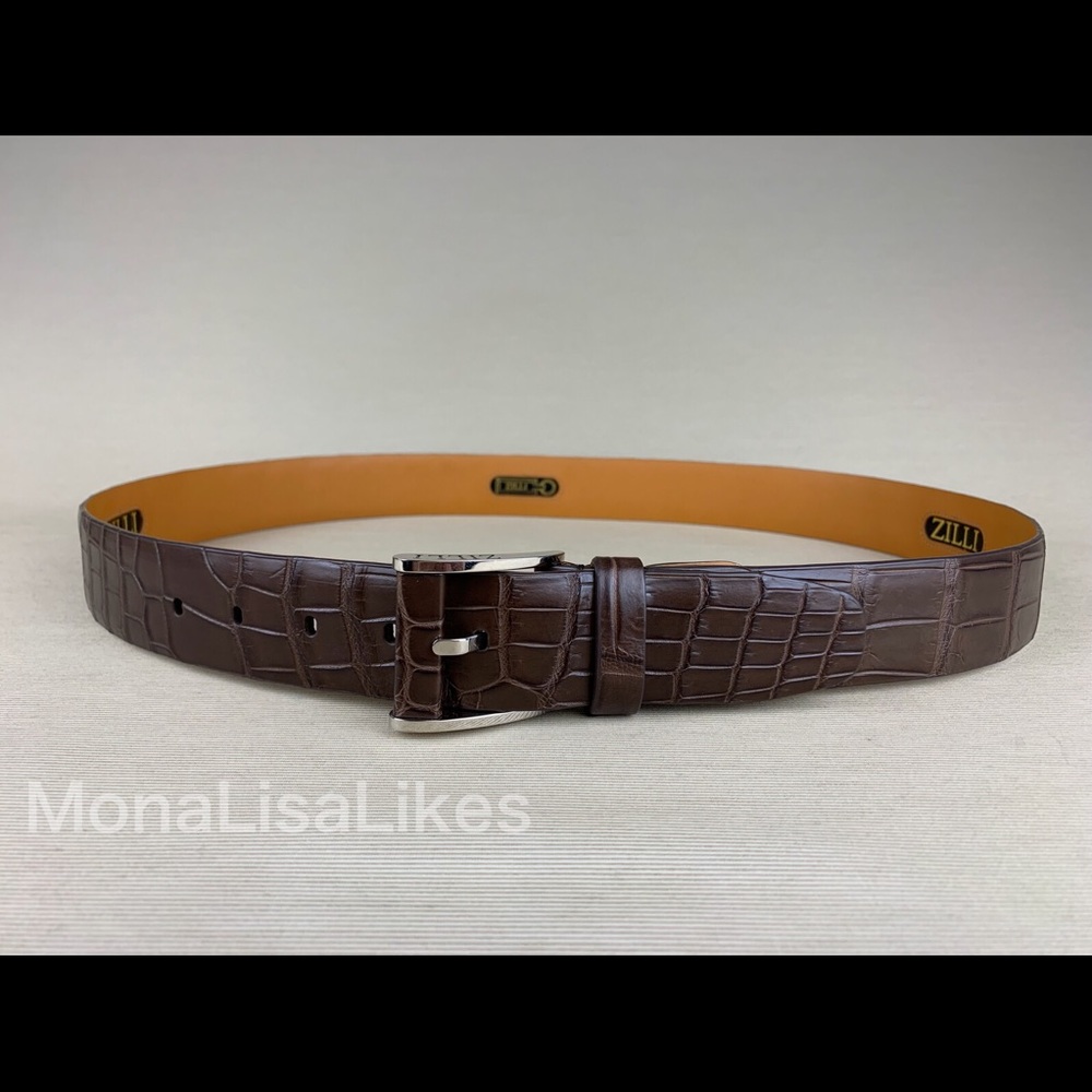 New ZILLI Crocodile Alligator Brown Belt 105cm